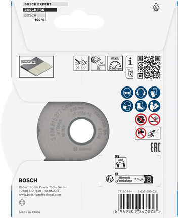 Disco de corte de diamante cerámico duro Bosch PRO 105 x 16/20 mm.